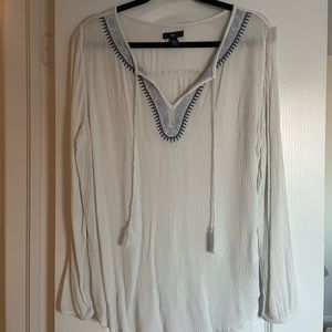 Boho peasant top tassel size L